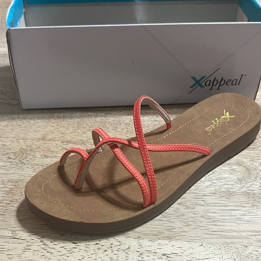Xappeal Women's Coral Strappy Sandal with Brown Footbed